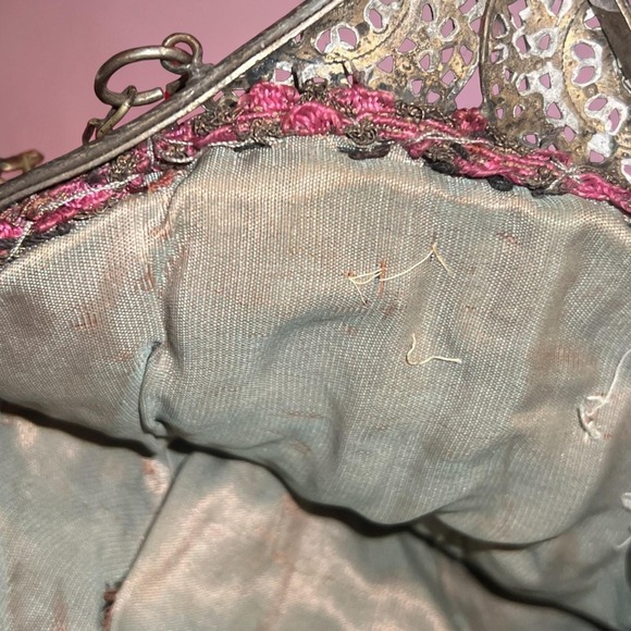 Antique 1920s Art Deco Micro Beaded Flapper Purse Floral Czech Glass Evening Bag - Picture 8 of 16